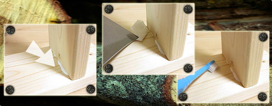 隅や角の木工ボンドの拭き取り方