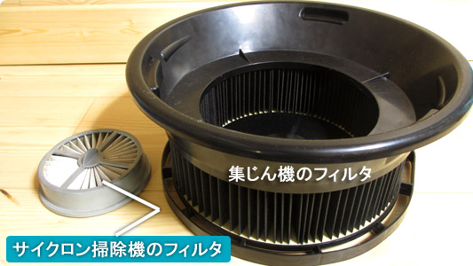 サイクロン掃除機のフィルターと比較