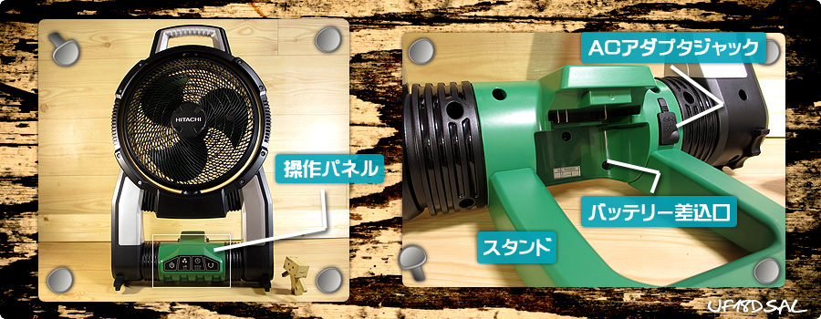 コードレスファンの各部名称