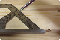 止型定規45°ケガキ作業